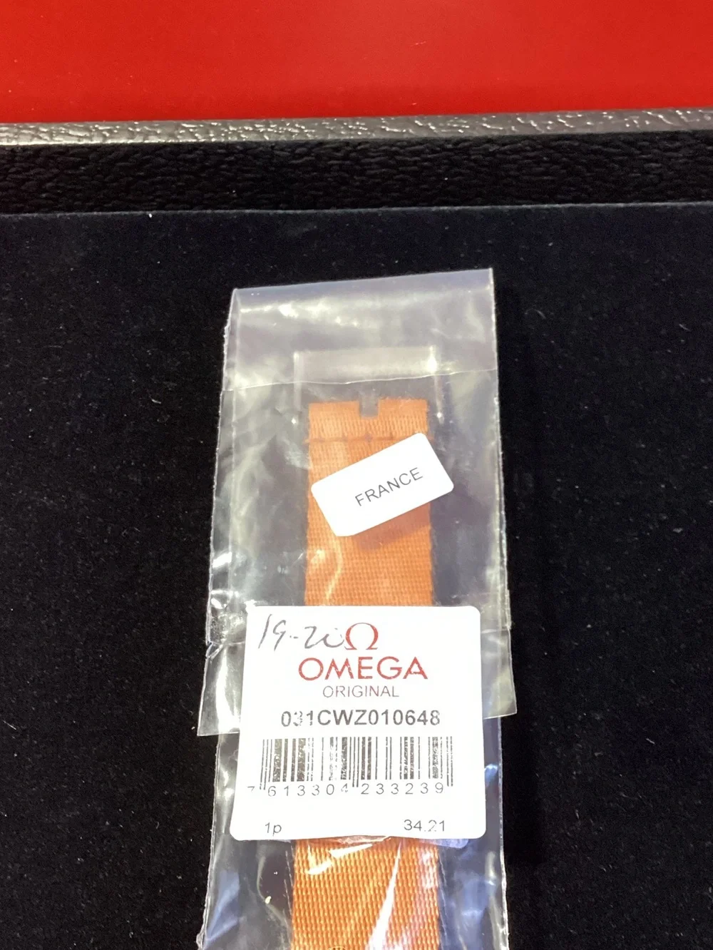 Omega Nylon Strap Polyamide, Black and Orange Ref. 031CWZ010648 20mm